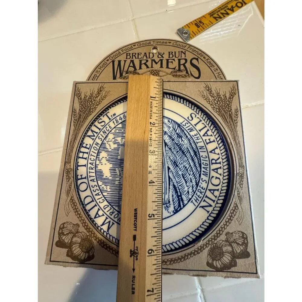 Vintage Niagara Falls Bread & Bun Warmer Porcelain Plate in Box Kitchen NWOT